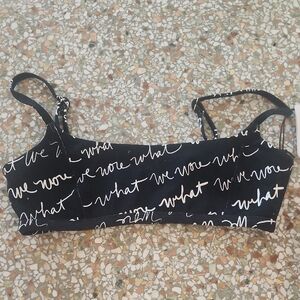 WeWoreWhat Black and White Script Crop Top
